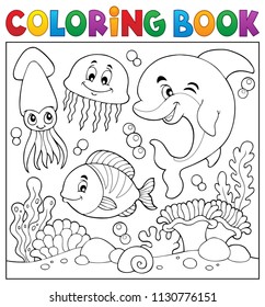 Coloring book sea life theme 7 - eps10 vector illustration.