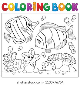 Coloring book sea life theme 4 - eps10 vector illustration.