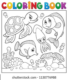 Coloring book sea life theme 1 - eps10 vector illustration.