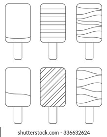 Coloring book - set of 6 isolated  ice lolly