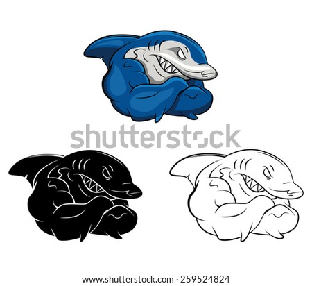 Coloring book Shark cartoon character - vector illustration .EPS10