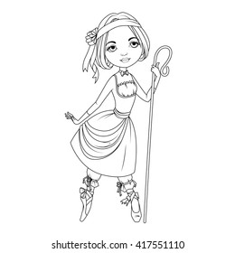 Coloring book: Shepherdess character