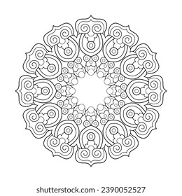  Coloring book simple flower Mandala design vector file