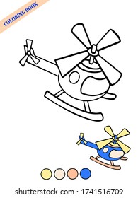 coloring book simple illustration for kids vector helicopter with example colored pages isolate on white background