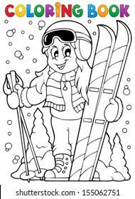 Coloring book skiing theme 1 - eps10 vector illustration.