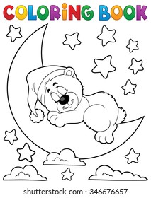 Coloring book sleeping bear theme 2 - eps10 vector illustration.