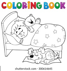 Coloring book sleeping child theme 2 - eps10 vector illustration.