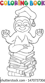 Coloring book sloth teacher - eps10 vector illustration.