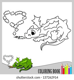 Coloring book - small dragon (vector)
