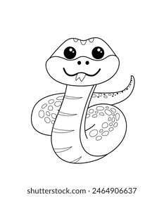 Coloring book. Smiling snake is crawling. Black and white snake. Color me. Isolated vector illustration eps 10