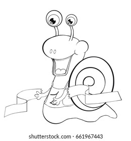 Coloring book Snail runner. Cartoon style. Clip art for children.