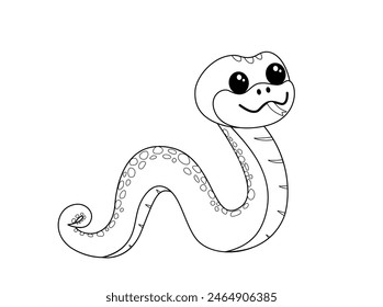 Coloring book. Snake is crawling. Side view. Black and white snake. Color me. Isolated vector illustration eps 10