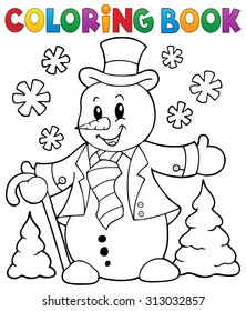 Coloring book snowman topic 1 - eps10 vector illustration.