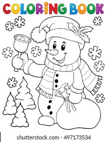 Coloring book snowman topic 3 - eps10 vector illustration.