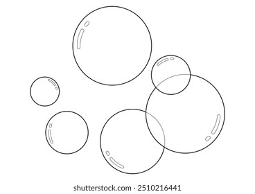 Coloring book with soap bubbles. Composition of soap bubbles. Coloring book for children and adults. Vector illustration.