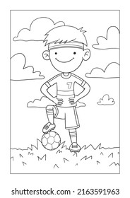Kid’s coloring book of soccer player. 
