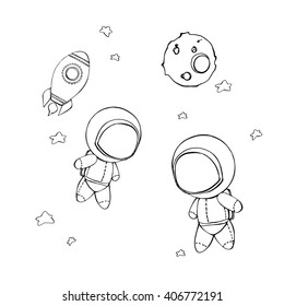 Coloring book space theme. Vector illustration