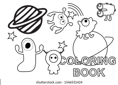coloring book of space theme.-vector illustration graphic
