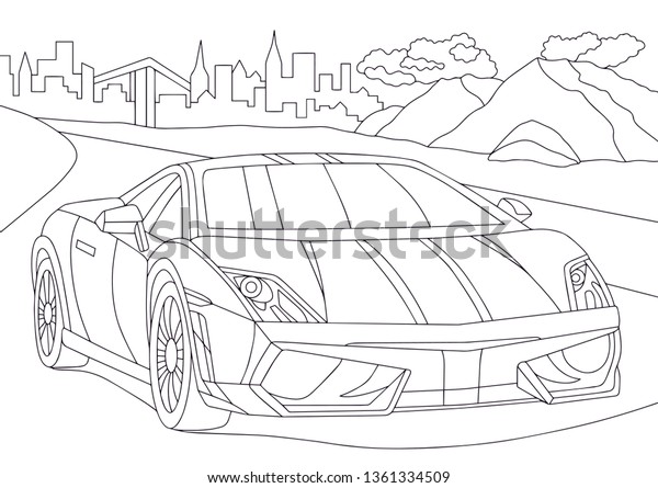 coloring book sport car isolated on stock vector royalty