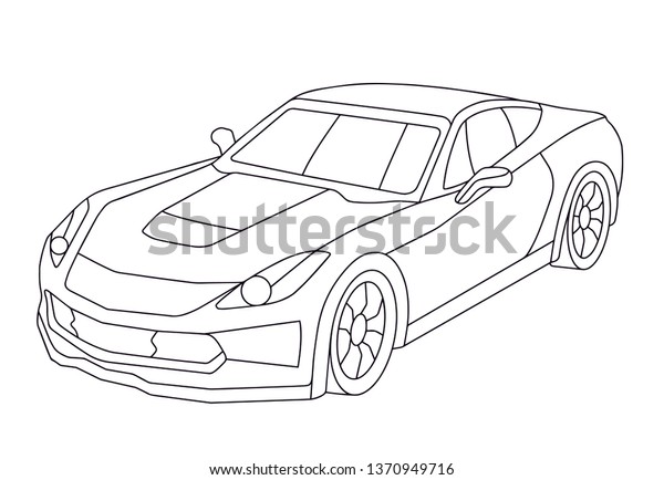 Coloring book sport\
car isolated on white background. Anti stress ilustration for kids\
with automobile