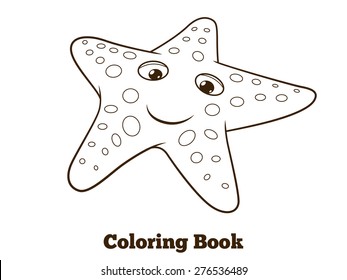 Coloring book starfish fish cartoon educational illustration