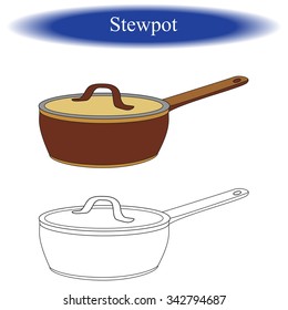 Coloring book ( Stewpot ) for children. Vector illustration