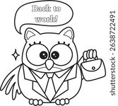 Coloring book of Sticker of violet owl daily activities.
outline of baby owl want to go to office
