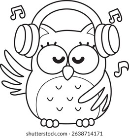 Coloring book of Sticker of violet owl daily activities.
outline of baby owl enjoy with music
