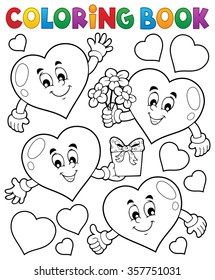 Coloring book stylized hearts theme 1 - eps10 vector illustration.