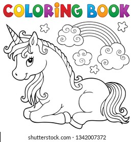 Colorante libro estilizado tema unicornio 1 - ilustración vectorial eps10.