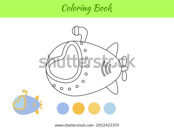 Coloring Book Submarine Kids Educational Activity Stock Vector (Royalty