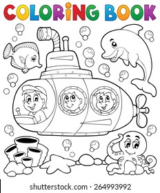 Coloring book submarine theme 1 - eps10 vector illustration.