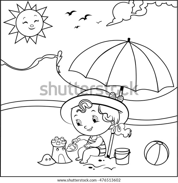 Coloring Book Summer Concept Child Vector Stock Vector (Royalty Free