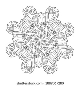 Libro de colorear. Flores de verano o primavera. Ilustración vectorial dibujada por mano