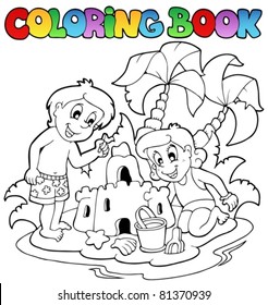 Coloring book with summer theme 1 - vector illustration.