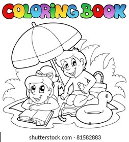 Coloring book with summer theme 2 - vector illustration.