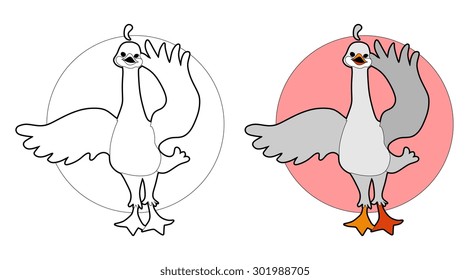 Coloring book with swan. Cartoon vector illustration for children education.