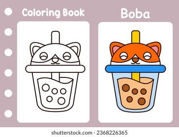 coloring book sweet drink boba