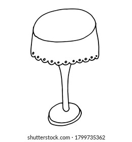 Coloring book. Tablecloth on the table. Black and white, hand-drawn.