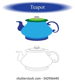 Coloring book ( Teapot ) for children. Vector illustration

