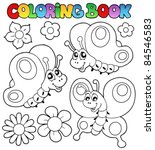 Coloring book three butterflies - vector illustration.