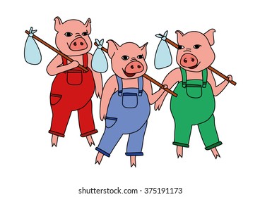 Coloring book - The three little pigs