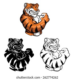 Coloring book Tiger Mascot cartoon character