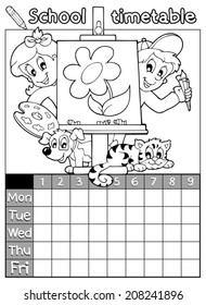 Coloring book timetable topic 1 - eps10 vector illustration.