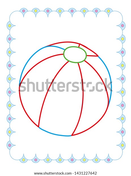 Coloring book of toy\
ball on white\
background