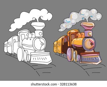 Coloring book with train