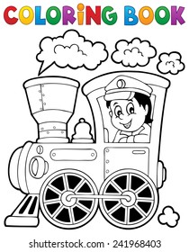 Coloring book train theme 1 - eps10 vector illustration.