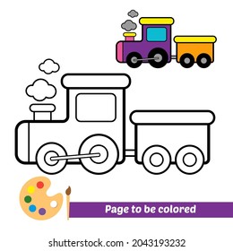 Libro de coloración, imagen vectorial del tren