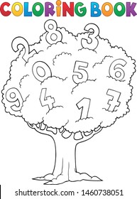 Árbol de libros de color con números tema 1 - ilustración vectorial eps10.