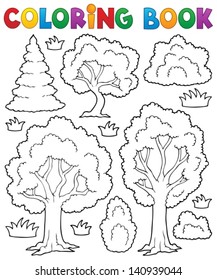 Coloring Book Tree Theme 1 - Eps10 Vector Illustration.